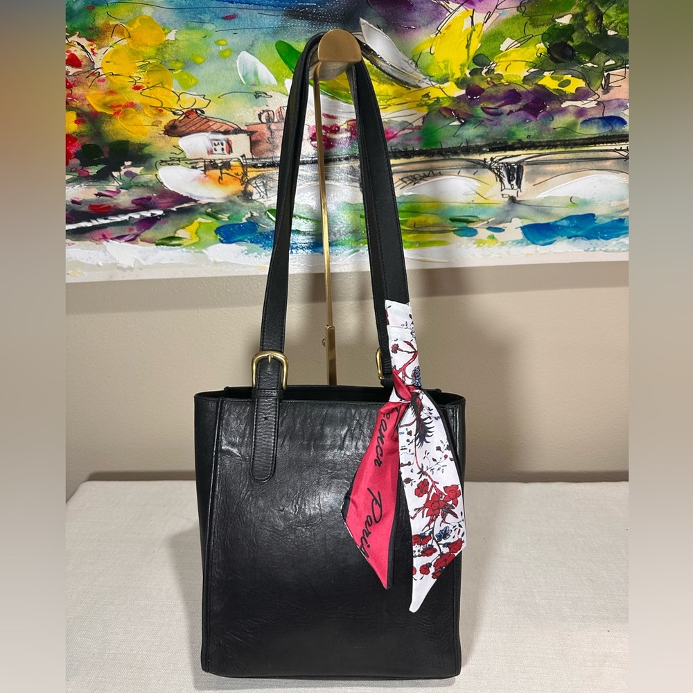 Hunt Club Vintage 90’s Black Shoulder Bag with Red Scarf Accent